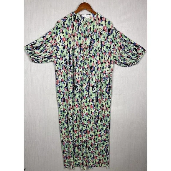 ASOS DESIGN Plisse Floral Jumpsuit Sz 14 Button Front Spring Cottagecore - Picture 2 of 11